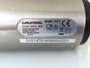 Grundig HM 8680 Handmixer Typenschild